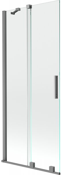 Mexen Velar, 2-krídlová posuvná vaňová zástena 80 x 150 cm, 8mm číre sklo, brúsený grafit, 896-080-000-01-95