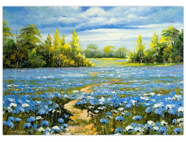 Obraz - Cestička v poli, olejomaľba (70x50 cm)