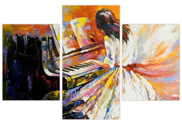 Obraz - Žena hrajúca na piáno (90x60 cm)