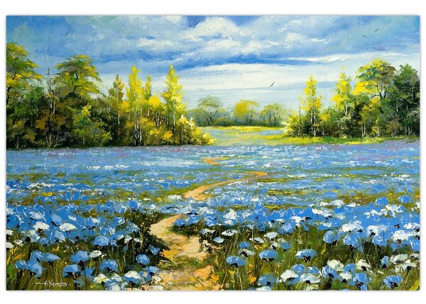 Obraz - Cestička v poli, olejomaľba (90x60 cm)