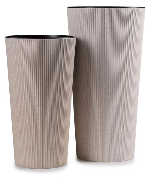 PLASTOVÝ KVETINÁČ URBANIKA ECO SADA 2KS 57X30 CM+46,6X25,5 CM BÉŽOVÁ