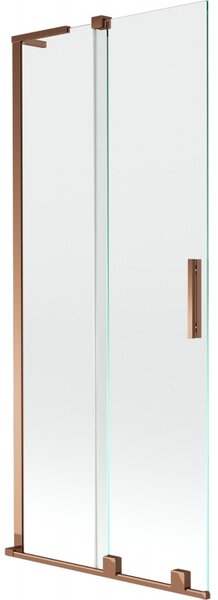 Mexen Velar L, 2-krídlová posuvná vaňová zástena 80 x 150 cm, 8mm číre sklo, ružové zlato, 896-080-003-01-60