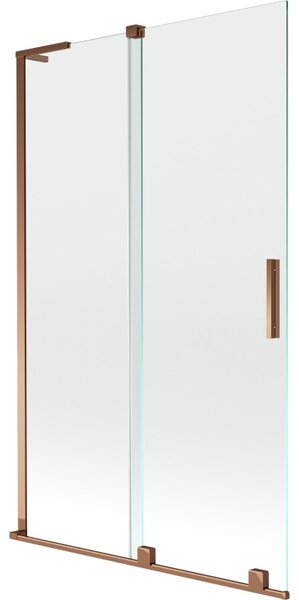 Mexen Velar L, 2-krídlová posuvná vaňová zástena 110 x 150 cm, 8mm číre sklo, ružové zlato, 896-110-003-01-60