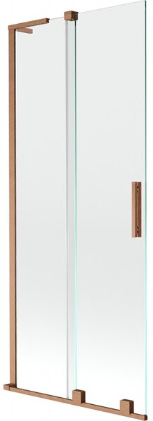 Mexen Velar L, 2-krídlová posuvná vaňová zástena 80 x 150 cm, 8mm číre sklo, medená matná, 896-080-003-01-65