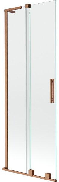 Mexen Velar L, 2-krídlová posuvná vaňová zástena 70 x 150 cm, 8mm číre sklo, medená matná, 896-070-003-01-65