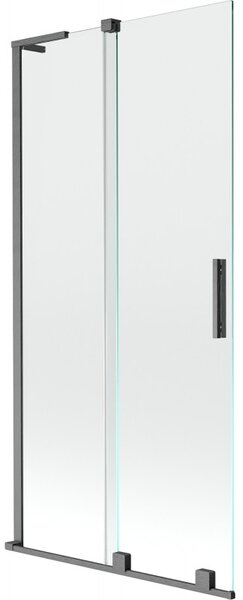 Mexen Velar L, 2-krídlová posuvná vaňová zástena 90 x 150 cm, 8mm číre sklo, brúsený grafit, 896-090-003-01-66