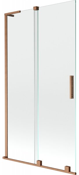 Mexen Velar L, 2-krídlová posuvná vaňová zástena 100 x 150 cm, 8mm číre sklo, medená matná, 896-100-003-01-65