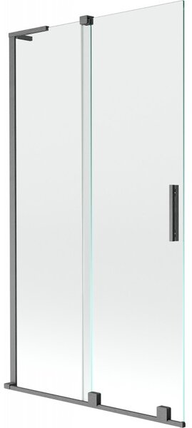 Mexen Velar L, 2-krídlová posuvná vaňová zástena 100 x 150 cm, 8mm číre sklo, brúsený grafit, 896-100-003-01-66