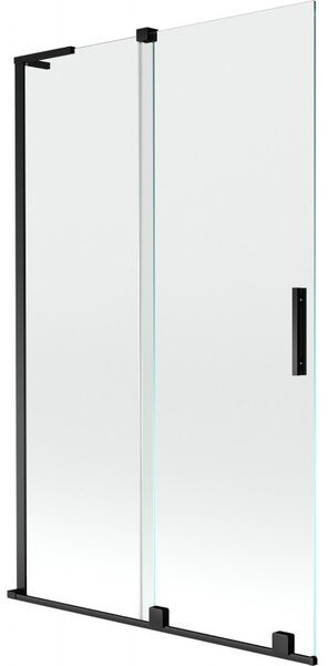 Mexen Velar L, 2-krídlová posuvná vaňová zástena 110 x 150 cm, 8mm číre sklo, čierna matná, 896-110-003-01-70