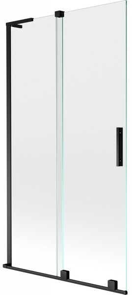 Mexen Velar L, 2-krídlová posuvná vaňová zástena 100 x 150 cm, 8mm číre sklo, čierna matná, 896-100-003-01-70