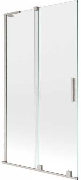 Mexen Velar L, 2-krídlová posuvná vaňová zástena 100 x 150 cm, 8mm číre sklo, brúsená oceľ, 896-100-003-01-97