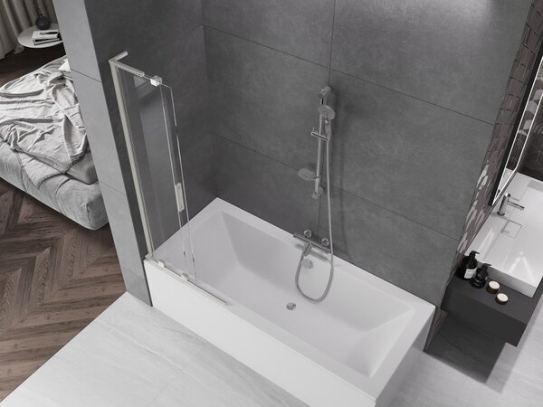 Mexen Velar L, 2-krídlová posuvná vaňová zástena 70 x 150 cm, 8mm číre sklo, brúsená oceľ, 896-070-003-01-97