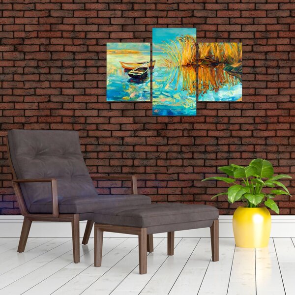 Obraz - Jazero s loďkami (90x60 cm)