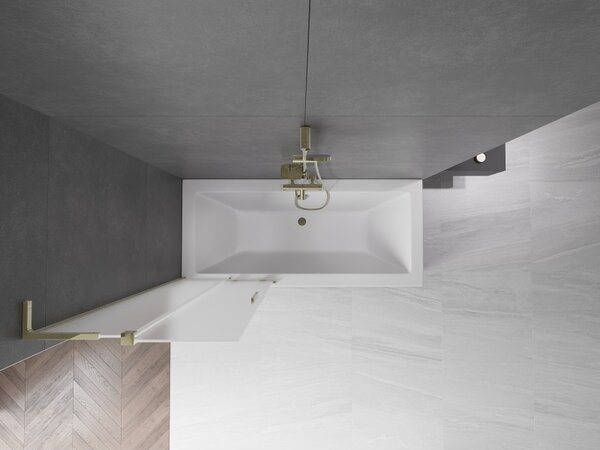 Mexen Velar L, 2-krídlová posuvná vaňová zástena 70 x 150 cm, 8mm sklo námraza, zlatá lesklá, 896-070-003-31-50