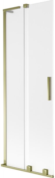 Mexen Velar L, 2-krídlová posuvná vaňová zástena 70 x 150 cm, 8mm sklo námraza, zlatá lesklá, 896-070-003-31-50