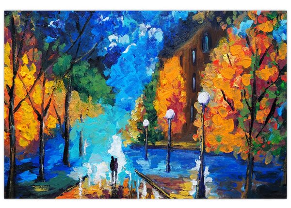 Obraz - Milenci, Pointilizmus (90x60 cm)