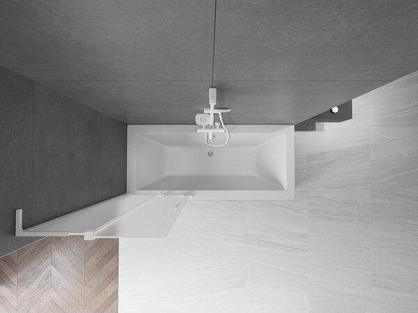 Mexen Velar L, 2-krídlová posuvná vaňová zástena 70 x 150 cm, 8mm sklo námraza, biela matná, 896-070-003-31-20
