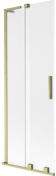 Mexen Velar L, 2-krídlová posuvná vaňová zástena 70 x 150 cm, 8mm sklo námraza, zlatá matná, 896-070-003-31-55