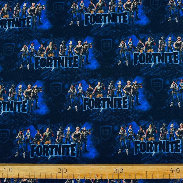 Metráž Teplákovina digital - Fortnite modrá