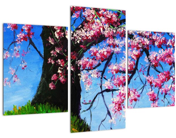 Obraz maľované rozkvitnuté čerešne (90x60 cm)