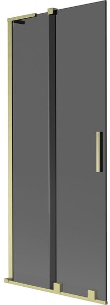 Mexen Velar L, 2-krídlová posuvná vaňová zástena 80 x 150 cm, 8mm šedé sklo, zlatá matná, 896-080-003-41-55