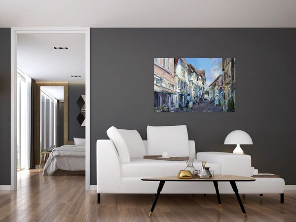 Obraz - Ulička starého mesta, akrylová maľba (90x60 cm)