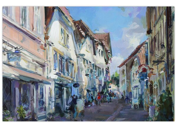 Obraz - Ulička starého mesta, akrylová maľba (90x60 cm)