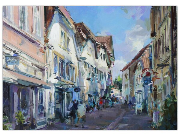 Obraz - Ulička starého mesta, akrylová maľba (70x50 cm)