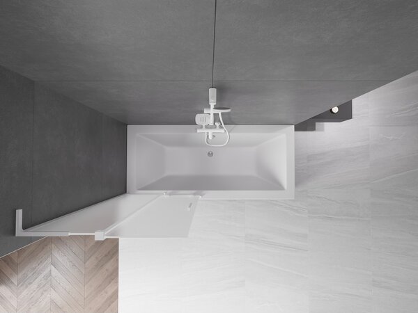 Mexen Velar L, 2-krídlová posuvná vaňová zástena 80 x 150 cm, 8mm sklo námraza, biela matná, 896-080-003-31-20