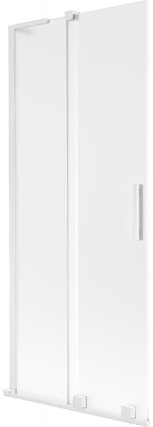 Mexen Velar L, 2-krídlová posuvná vaňová zástena 80 x 150 cm, 8mm sklo námraza, biela matná, 896-080-003-31-20