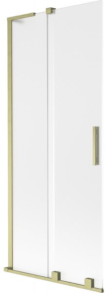 Mexen Velar L, 2-krídlová posuvná vaňová zástena 80 x 150 cm, 8mm sklo námraza, zlatá matná, 896-080-003-31-55
