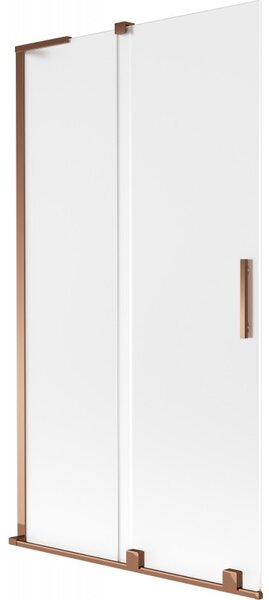 Mexen Velar L, 2-krídlová posuvná vaňová zástena 100 x 150 cm, 8mm sklo námraza, ružové zlato, 896-100-003-31-60