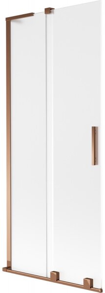 Mexen Velar L, 2-krídlová posuvná vaňová zástena 80 x 150 cm, 8mm sklo námraza, ružové zlato, 896-080-003-31-60
