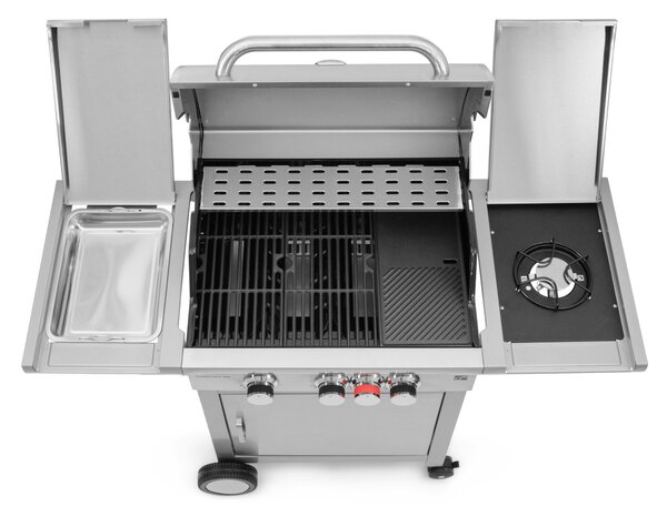Plynový gril CALIFORNIA BBQ, 4 horáky, s redukčným ventilom, strieborná Penta CZ