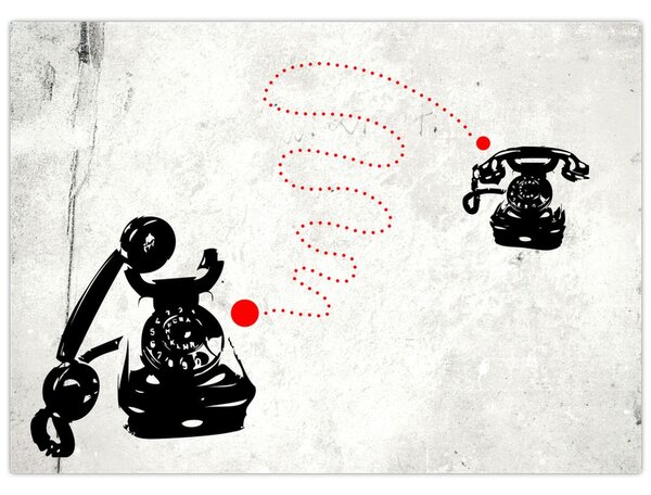 Obraz - Kresba telefónu na štýl Banksyho (70x50 cm)