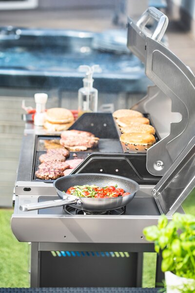 Plynový gril CALIFORNIA BBQ, 4 horáky, s redukčným ventilom, strieborná Penta CZ
