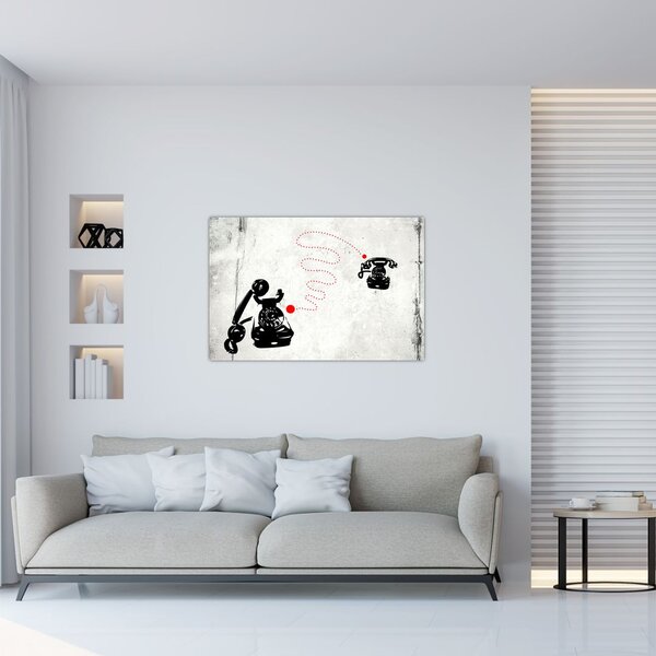 Obraz - Kresba telefónu na štýl Banksyho (90x60 cm)