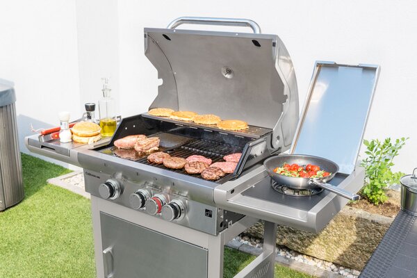 Plynový gril CALIFORNIA BBQ, 4 horáky, s redukčným ventilom, strieborná Penta CZ