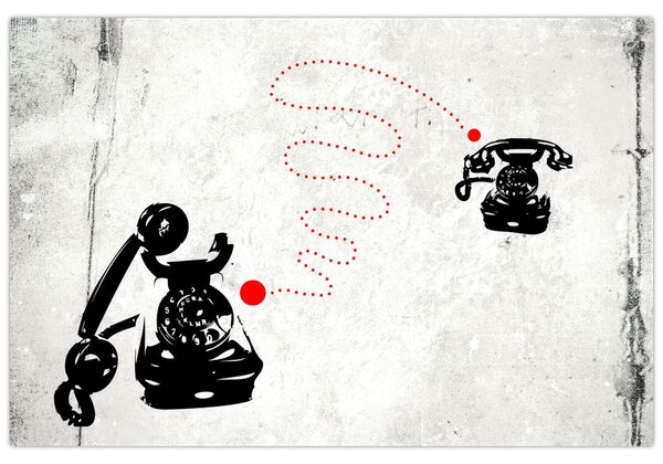 Obraz - Kresba telefónu na štýl Banksyho (90x60 cm)