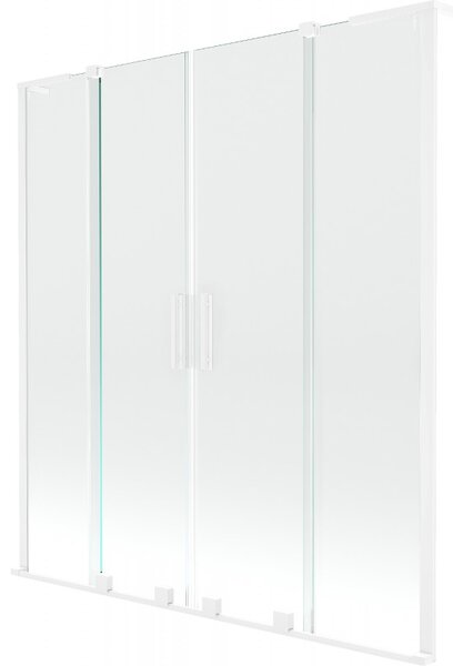 Mexen Velar L Duo, 2-krídlová posuvná vaňová zástena 150 x 150 cm, 8mm číre sklo, biela matná, 896-150-003-02-20