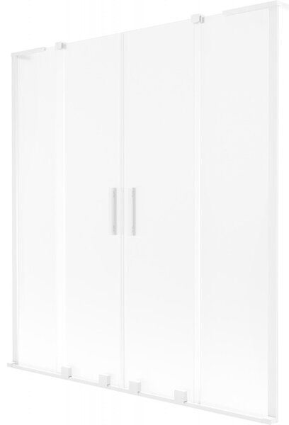 Mexen Velar L Duo, 2-krídlová posuvná vaňová zástena 150 x 150 cm, 8mm sklo námraza, biela matná, 896-150-003-32-20