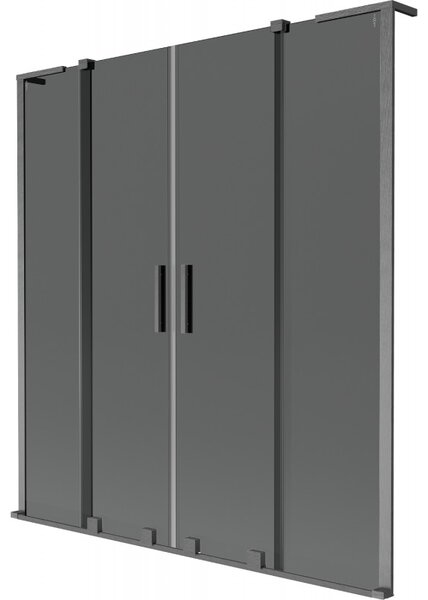 Mexen Velar L Duo, 2-krídlová posuvná vaňová zástena 140 x 150 cm, 8mm šedé sklo, brúsený grafit, 896-140-003-42-66