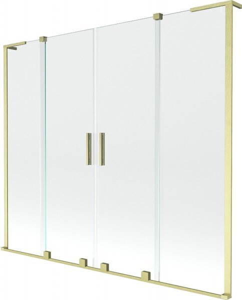 Mexen Velar L Duo, 2-krídlová posuvná vaňová zástena 170 x 150 cm, 8mm číre sklo, zlatá matná, 896-170-003-02-55