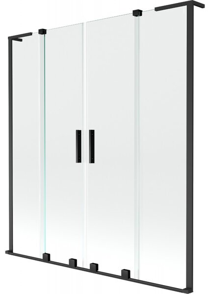 Mexen Velar L Duo, 2-krídlová posuvná vaňová zástena 150 x 150 cm, 8mm číre sklo, čierna matná, 896-150-003-02-70
