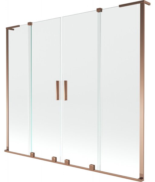 Mexen Velar L Duo, 2-krídlová posuvná vaňová zástena 180 x 150 cm, 8mm číre sklo, ružové zlato, 896-180-003-02-60