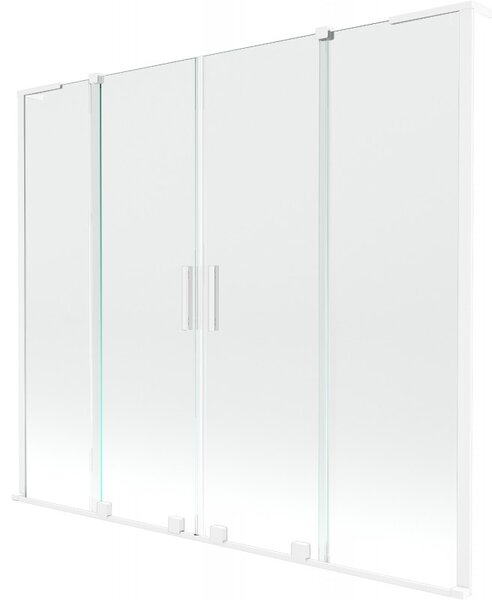 Mexen Velar L Duo, 2-krídlová posuvná vaňová zástena 180 x 150 cm, 8mm číre sklo, biela matná, 896-180-003-02-20
