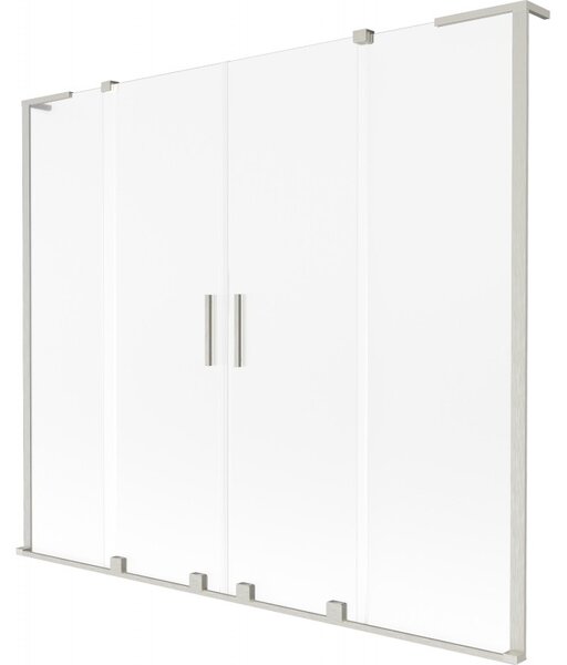 Mexen Velar L Duo, 2-krídlová posuvná vaňová zástena 170 x 150 cm, 8mm sklo námraza, brúsená oceľ, 896-170-003-32-97