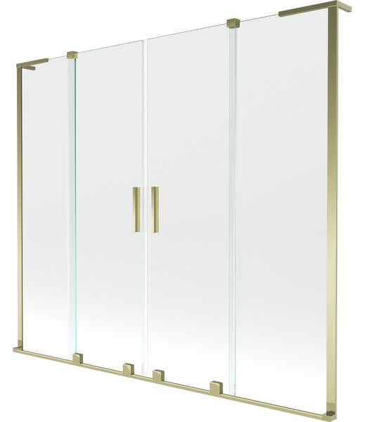 Mexen Velar L Duo, 2-krídlová posuvná vaňová zástena 180 x 150 cm, 8mm číre sklo, zlatá lesklá, 896-180-003-02-50