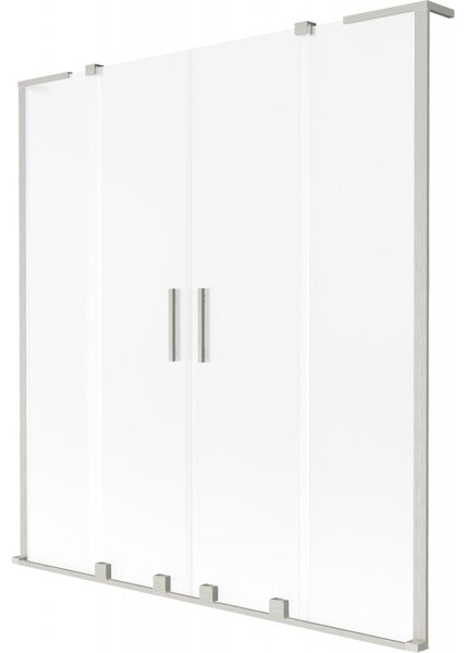 Mexen Velar L Duo, 2-krídlová posuvná vaňová zástena 150 x 150 cm, 8mm sklo námraza, brúsená oceľ, 896-150-003-32-97