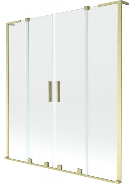 Mexen Velar L Duo, 2-krídlová posuvná vaňová zástena 150 x 150 cm, 8mm číre sklo, zlatá matná, 896-150-003-02-55